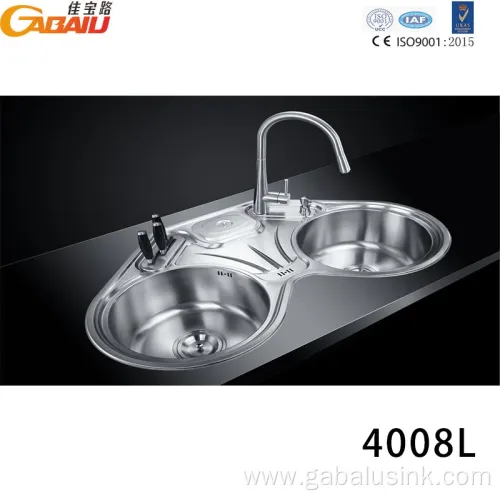 Hot Stainless Steel Pressed Two Bowl Kitchen Sink